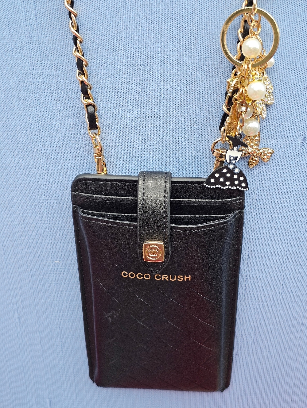 Chanel Coco Crush GWP Black Quilted Phone Holder Crossbody Chain + Charms - Picture 5 of 17